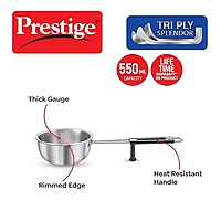 Prestige 13cm/550ml Tri-Ply Stainless Steel Splendor Tadka Pan Prestige 13cm/550ml Tri-Ply Stainless Steel Splendor Tadka Pan