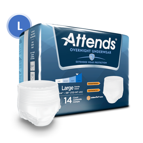 ATT-APPNT30 - 36595 - Attends Discreet Underwear Overnight, LARGE - Waist Size 38"- 50" (14/pkg)