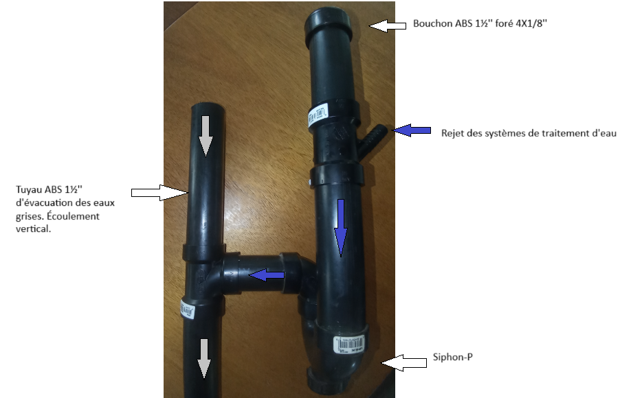 Kit d'installation pour rejet sur ABS 1''1/2 (REJETV3) Sortie en T ½'' et bouchon foré (Installation type lave-vaiselle) Kit d'installation pour rejet sur ABS 1''1/2 (REJETV3) Sortie en T ½'' et bouchon foré (Installation type lave-vaiselle)