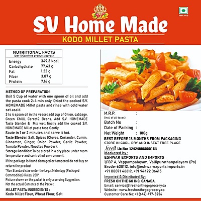 Kodo Millet Pasta 175 gm