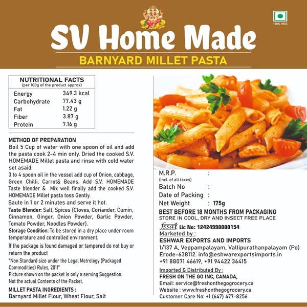 Barnyard Millet Pasta 175 gm