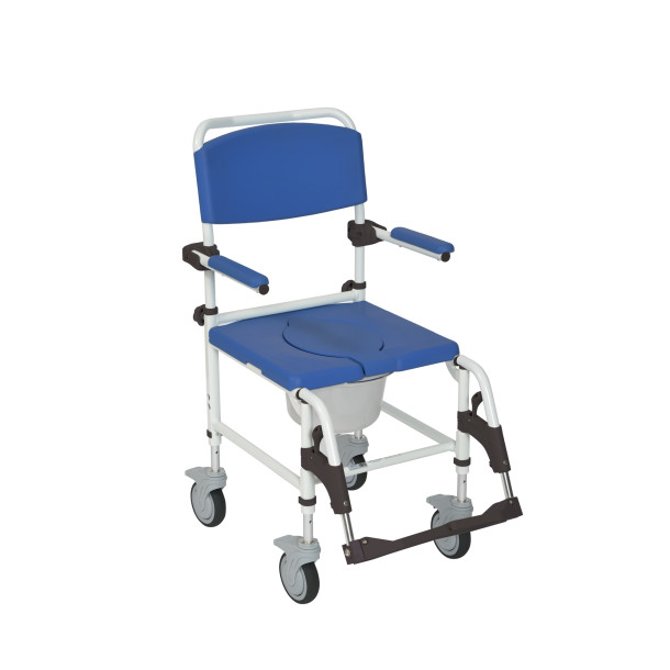DRI-NRS185007 - Aluminum Rehab Shower Commode Chair with Four Rear-locking Casters