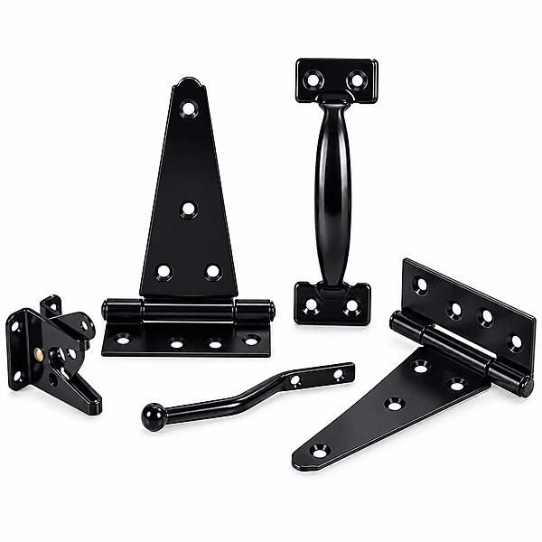 Ensemble de pentures, poignée et loquet pour porte de clôture en bois de cèdre