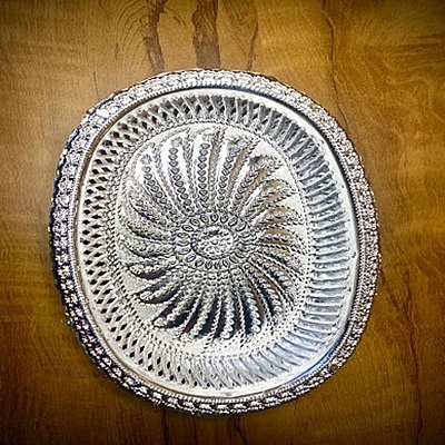 Oval Silver Decorative Plate