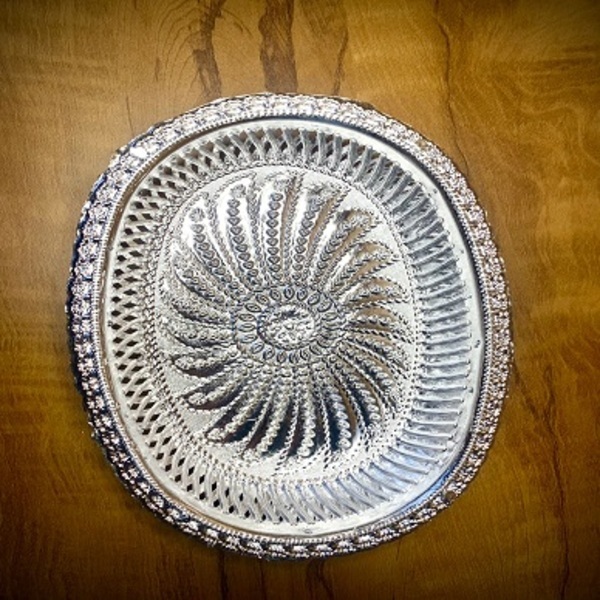 Oval Silver Decorative Plate