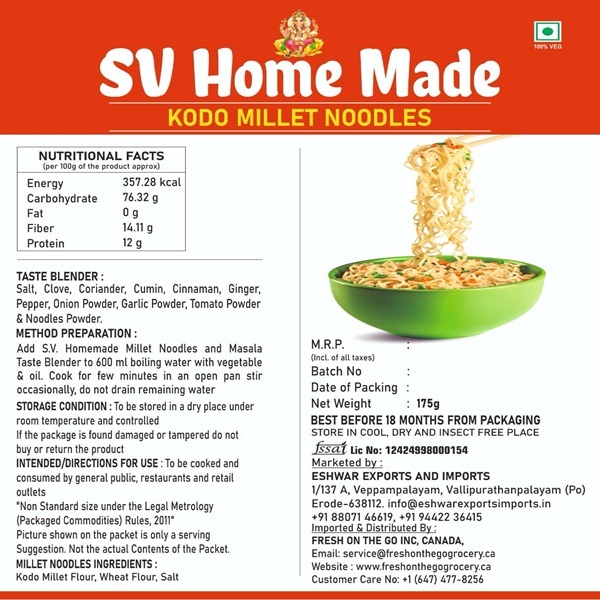 Instant Little  Millet Noodles 175 gm