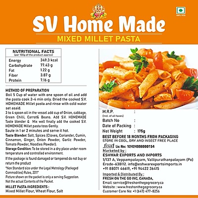 Mixed Millet Pasta 175 gm