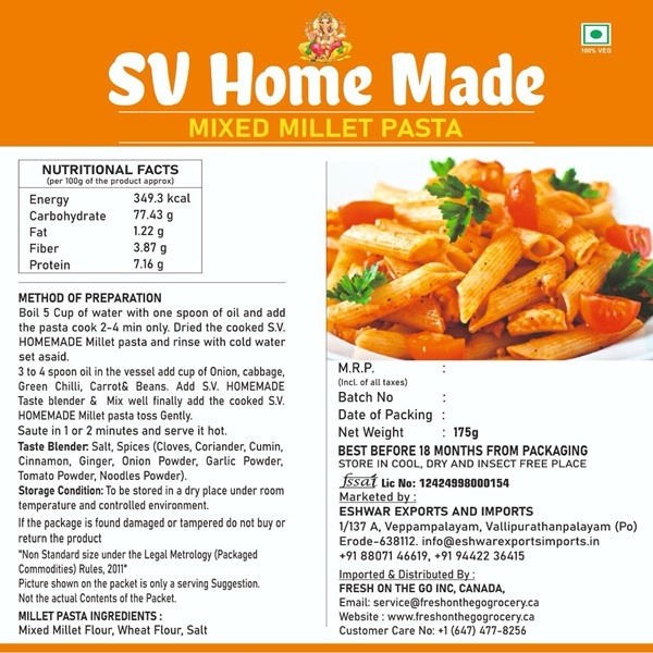 Mixed Millet Pasta 175 gm