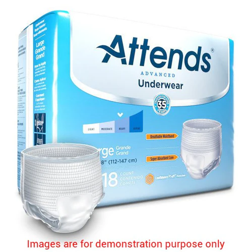 ATT-APP0730 - 25032- Attends Advanced Underwear, LARGE - Waist 44" - 58" (18/pkg)