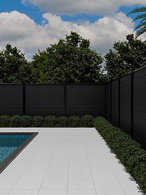 cloture composite wpc motif grain ecorse noir amenagement exterieur