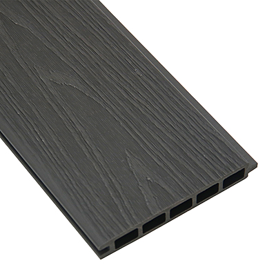 planche cloture composite wpc motif grain ecorse gris argent angle 45