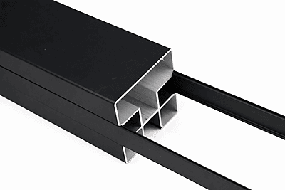 poteau aluminium cloture composite cache fente noir angle