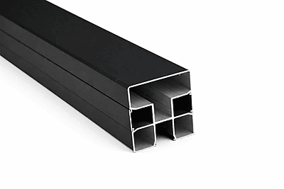 poteau aluminium cloture composite cache fente noir angle 45