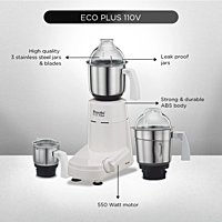 Preethi Eco Plus Mixer Grinder 110V with 3 Jars (Only for US & Canada)