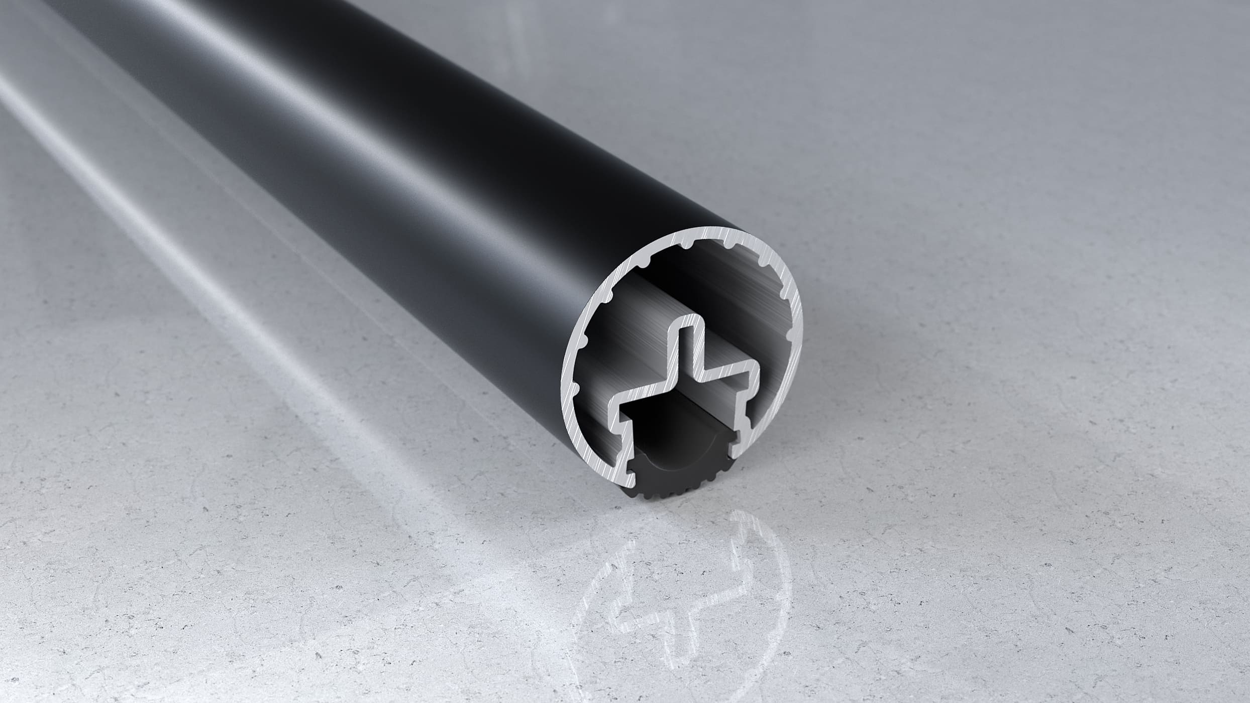 PROM-R01B-A01B-95"-Railing, Satin Black, Vinyl Insert- 95"