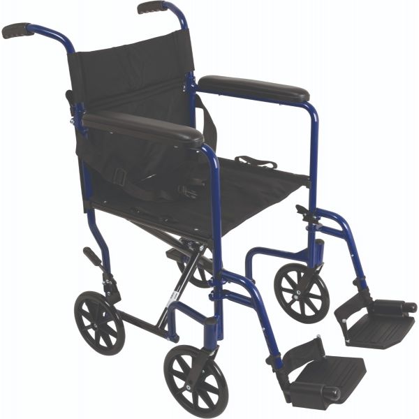 CH-TCA1916-BG - Transport Chair 19" Aluminum w/ Footrest-Burgundy